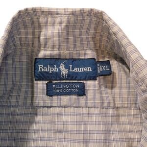 Vintage Ralph Lauren Ellington Button Down Shirt Mens XL Blue White Plaid 90s